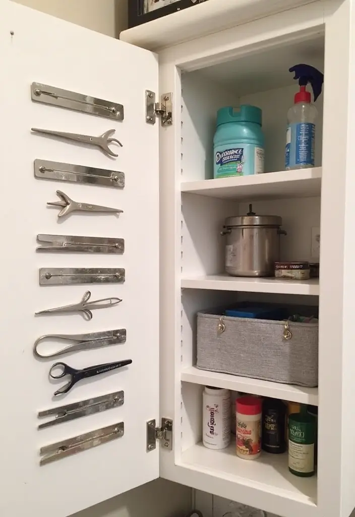 25+ Bathroom Closet Ideas to Organize in Style 11 25+ Bathroom Closet Ideas to Organize in Style - 11. Magnetic Strips for Small Items