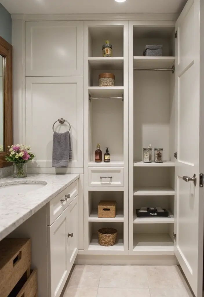 25+ Bathroom Closet Ideas to Organize in Style 16 25+ Bathroom Closet Ideas to Organize in Style - 16. A Peek at the Pantry: Closet Built-ins