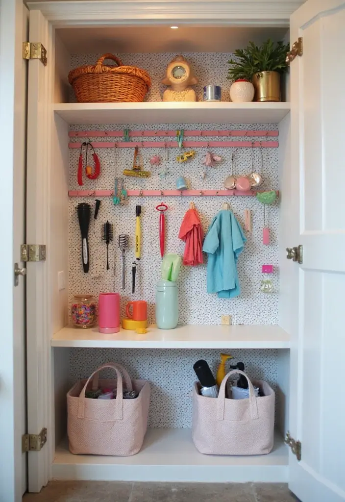 25+ Bathroom Closet Ideas to Organize in Style 2 25+ Bathroom Closet Ideas to Organize in Style - 2. Pegboard Perfection