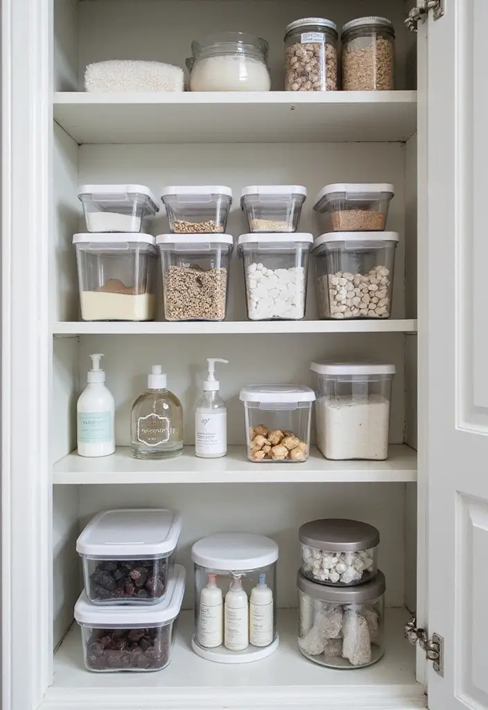 25+ Bathroom Closet Ideas to Organize in Style 4 25+ Bathroom Closet Ideas to Organize in Style - 4. Clear Containers for Easy Visibility