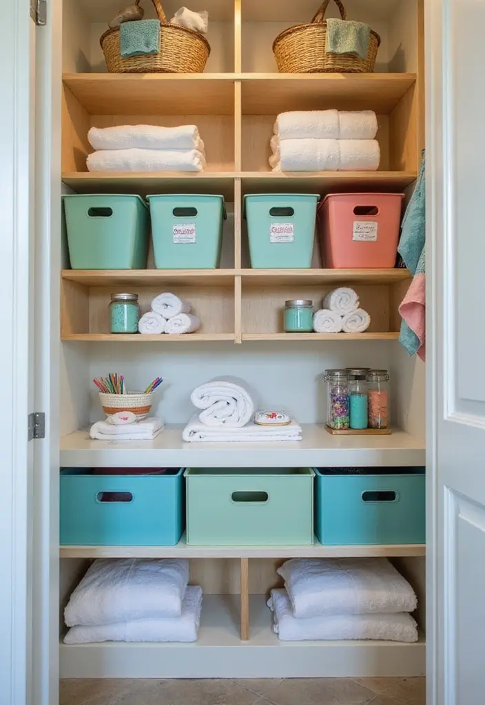 25+ Bathroom Closet Ideas to Organize in Style 8 25+ Bathroom Closet Ideas to Organize in Style - 8. Color-Coded Organization