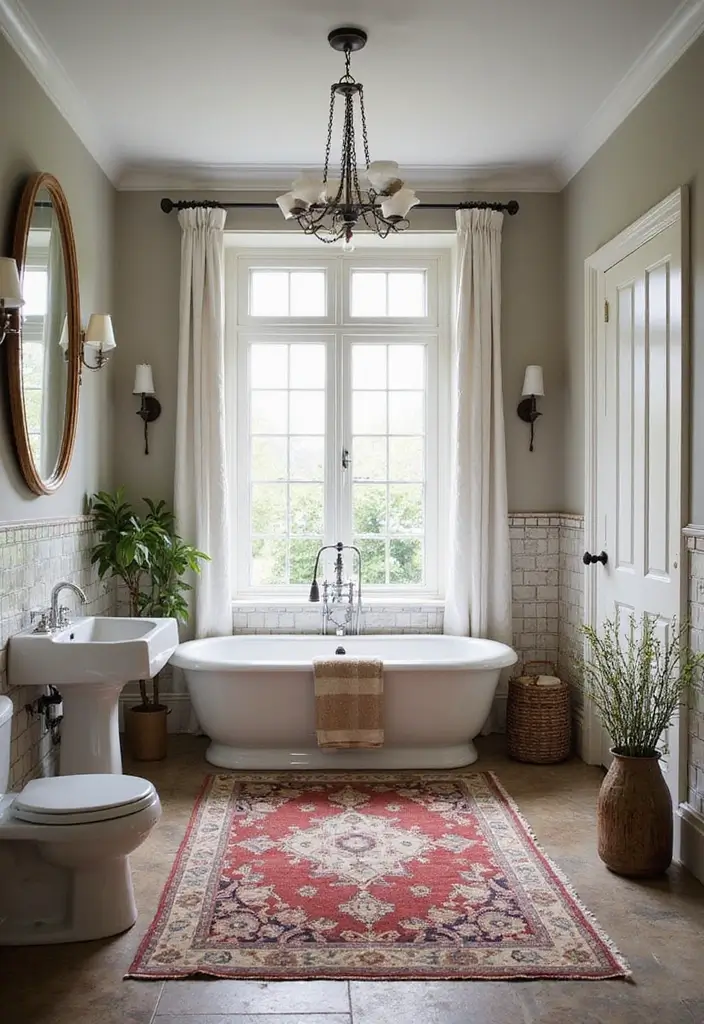 25+ Bathroom Rug Ideas That Pull the Room Together 10 25+ Bathroom Rug Ideas That Pull the Room Together - 10. Vintage Persian Rugs for Timeless Style