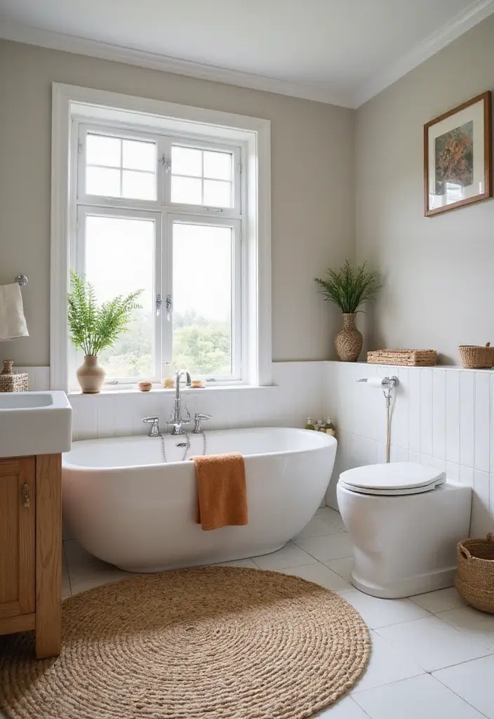 25+ Bathroom Rug Ideas That Pull the Room Together 13 25+ Bathroom Rug Ideas That Pull the Room Together - 13. Natural Fiber Rugs for Breathable Texture