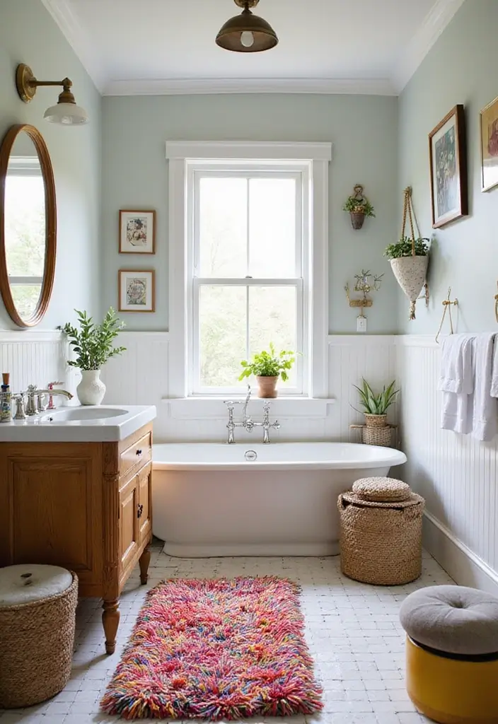 25+ Bathroom Rug Ideas That Pull the Room Together 14 25+ Bathroom Rug Ideas That Pull the Room Together - 14. Colorful Shag Rugs for Fun Vibes