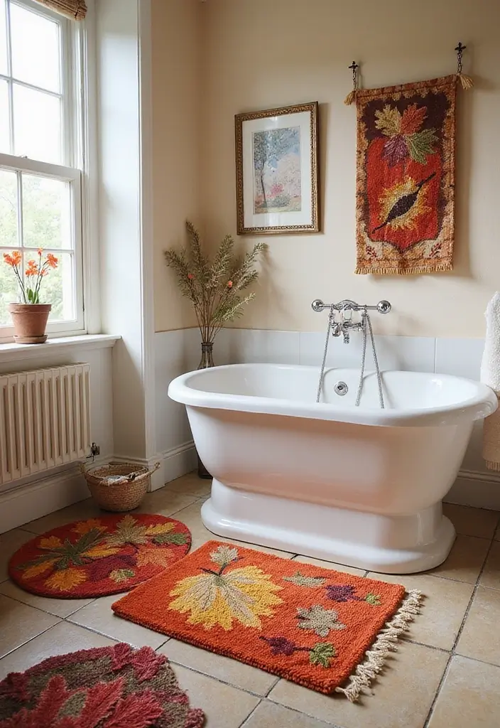 25+ Bathroom Rug Ideas That Pull the Room Together 22 25+ Bathroom Rug Ideas That Pull the Room Together - 22. Seasonal Rugs for Year-Round Style