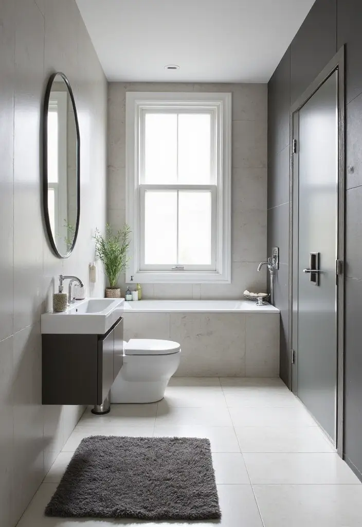 25+ Bathroom Rug Ideas That Pull the Room Together 24 25+ Bathroom Rug Ideas That Pull the Room Together - 24. Monochromatic Rugs for Sleek Style