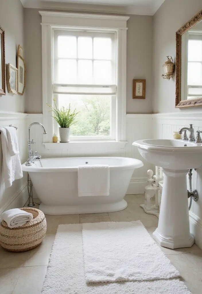 25+ Bathroom Rug Ideas That Pull the Room Together 25 25+ Bathroom Rug Ideas That Pull the Room Together - 25. The Classic White Rug for Timeless Elegance