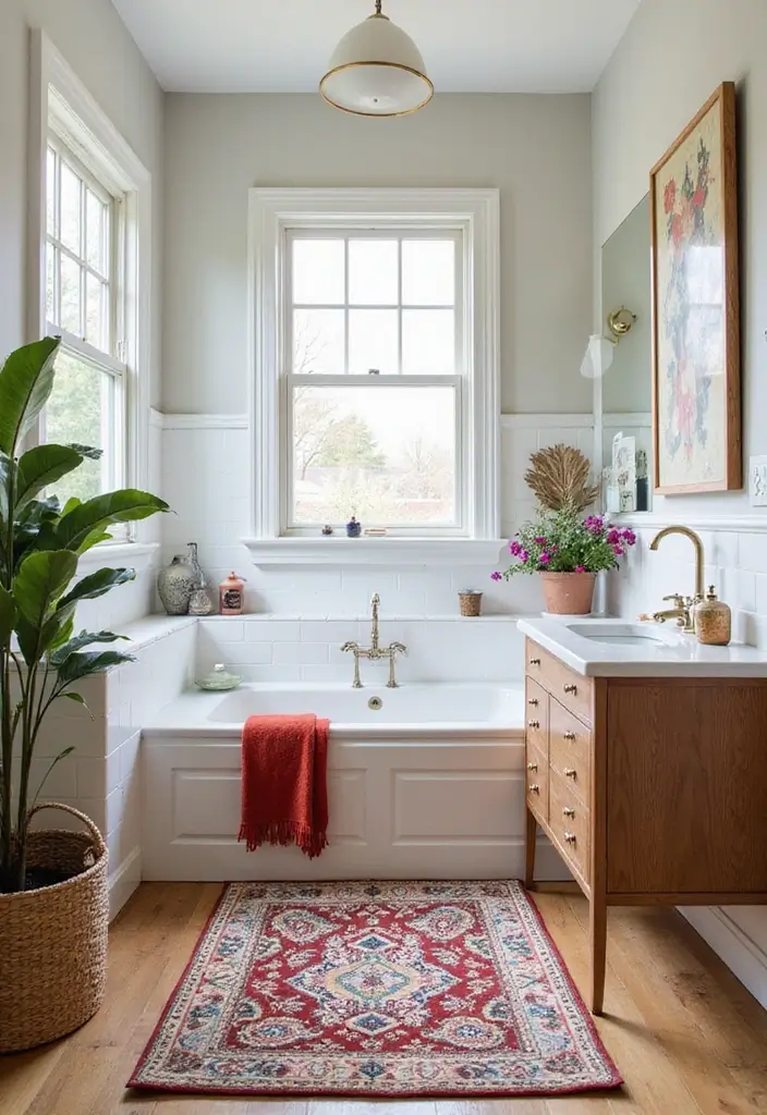 25+ Bathroom Rug Ideas That Pull the Room Together 5 25+ Bathroom Rug Ideas That Pull the Room Together - 5. Eco-Friendly Printed Rugs