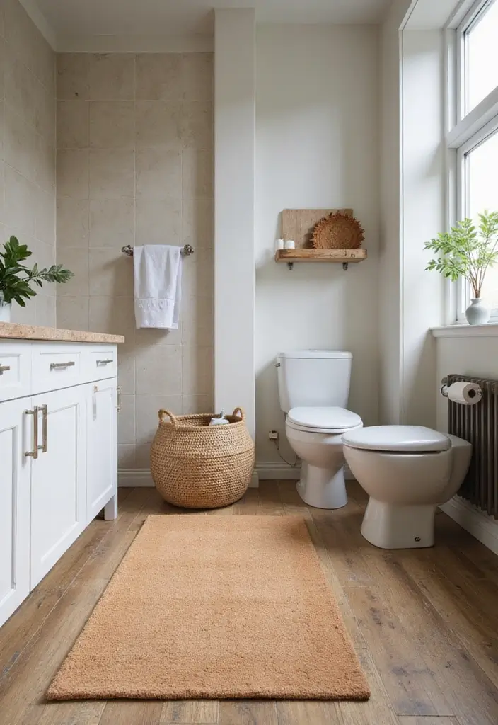 25+ Bathroom Rug Ideas That Pull the Room Together 6 25+ Bathroom Rug Ideas That Pull the Room Together - 6. Cork Rugs for Unique Texture
