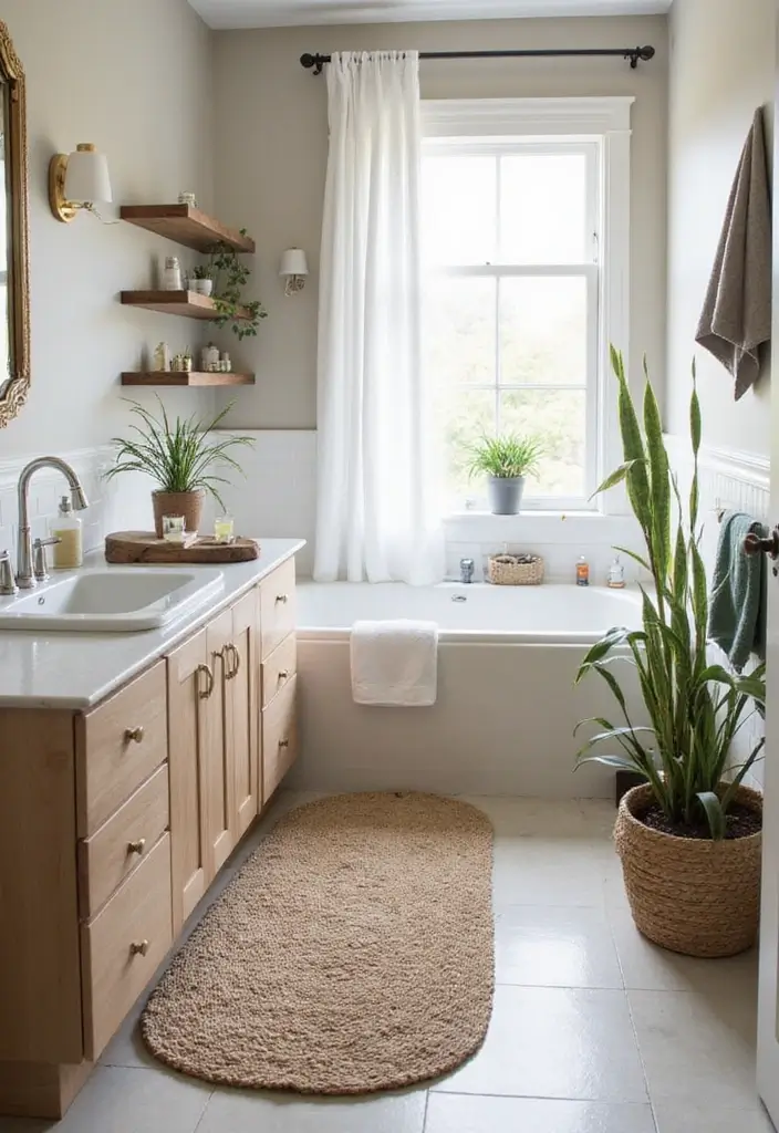 25+ Bathroom Rug Ideas That Pull the Room Together 9 25+ Bathroom Rug Ideas That Pull the Room Together - 9. Eco-Friendly Sisal Rugs for Durability