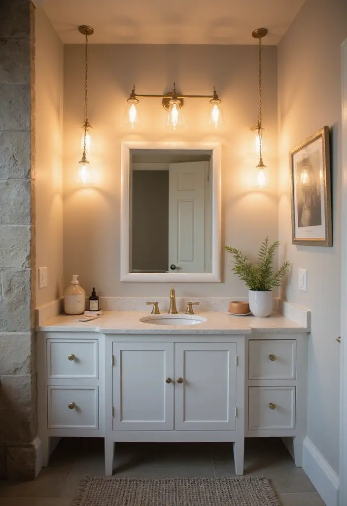25+ Bathroom Vanity Designs for a Chic Upgrade 20 25+ Bathroom Vanity Designs for a Chic Upgrade - 20. Bright Lighting Fixtures