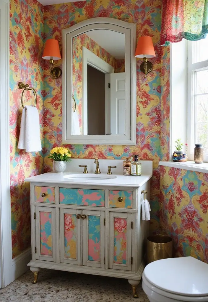 25+ Bathroom Vanity Designs for a Chic Upgrade 23 25+ Bathroom Vanity Designs for a Chic Upgrade - 23. Bold Patterns and Prints