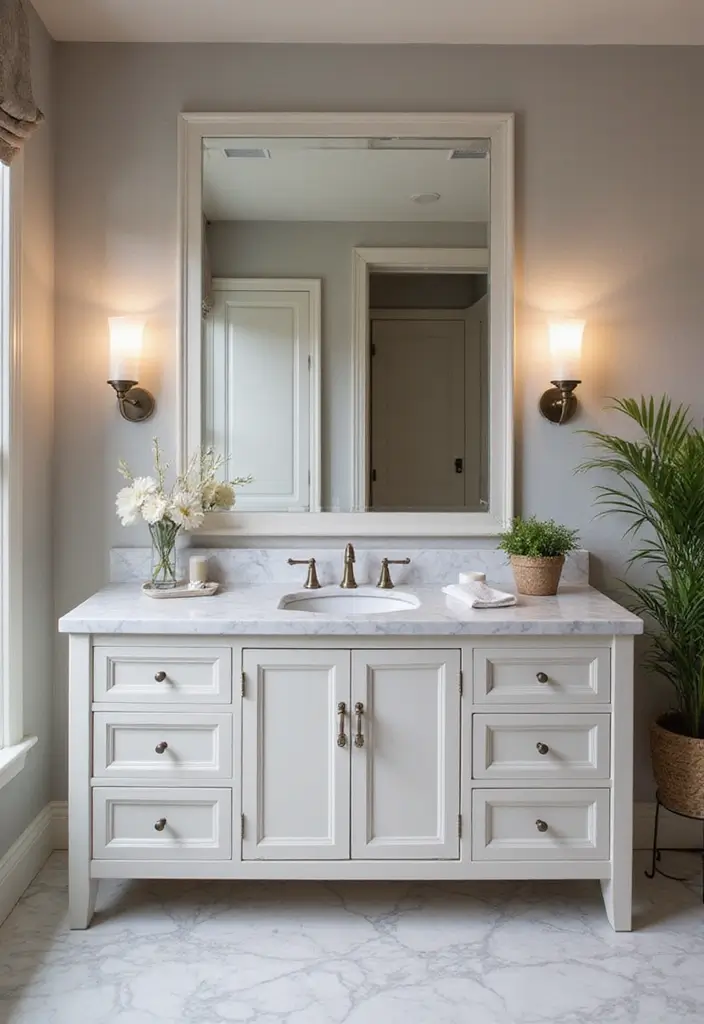 25+ Bathroom Vanity Designs for a Chic Upgrade 5 25+ Bathroom Vanity Designs for a Chic Upgrade - 5. Luxe Marble Finishes