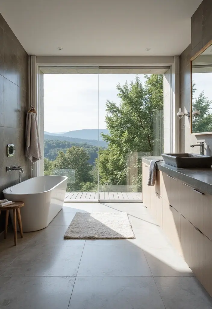 25+ Bathroom with Window Ideas for Natural Light Lovers - 13. Sliding Windows for Space Saving