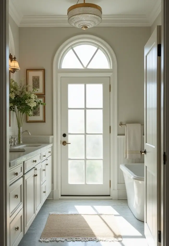 25+ Bathroom with Window Ideas for Natural Light Lovers - 15. Transom Windows for Added Privacy