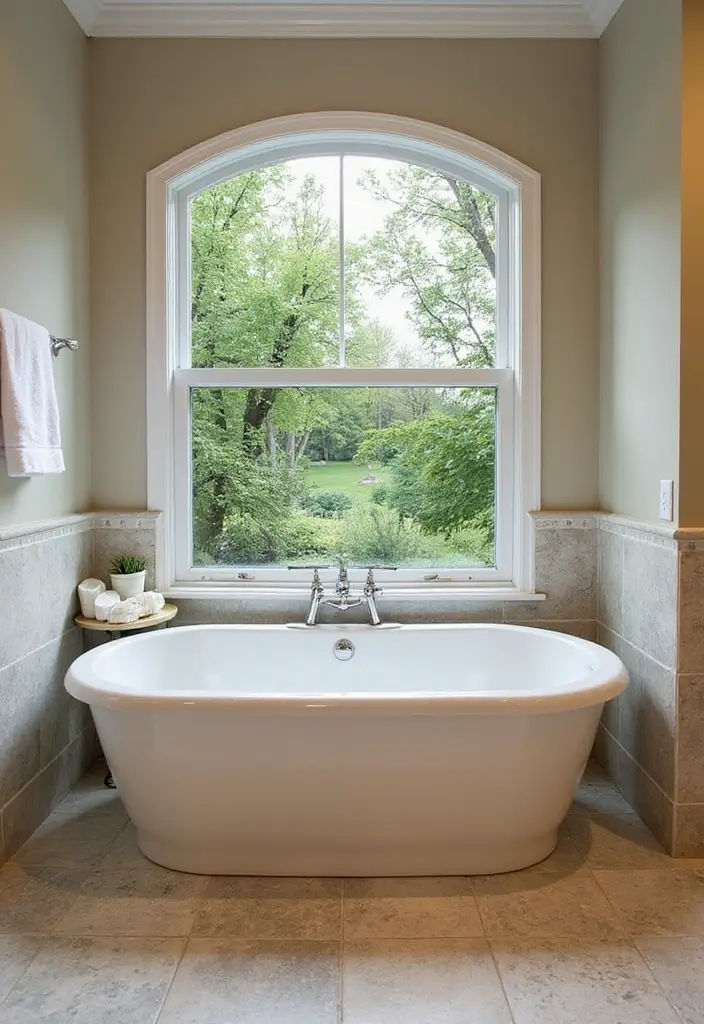 25+ Bathroom with Window Ideas for Natural Light Lovers - 18. Window in the Bathtub Alcove