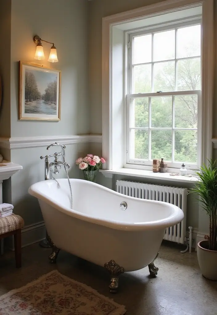 25+ Bathroom with Window Ideas for Natural Light Lovers - 20. Clawfoot Tubs by the Window