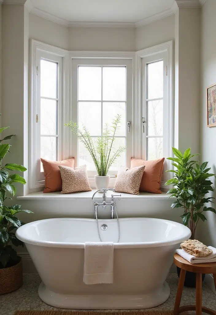 25+ Bathroom with Window Ideas for Natural Light Lovers - 21. Bay Windows for Depth