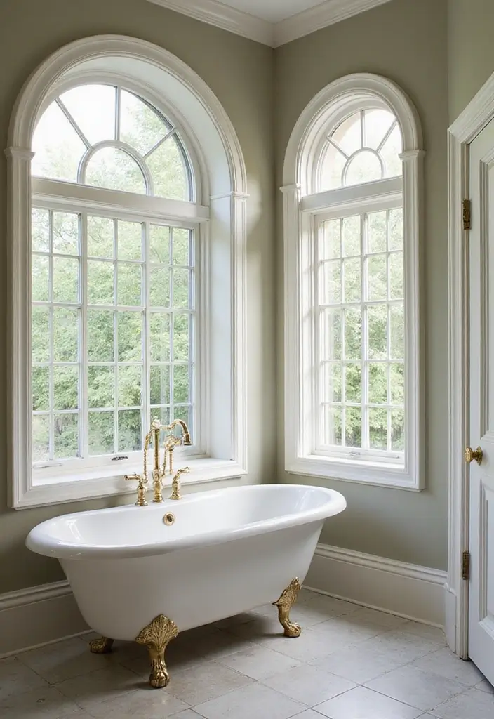 25+ Bathroom with Window Ideas for Natural Light Lovers - 22. Arched Windows for Elegance
