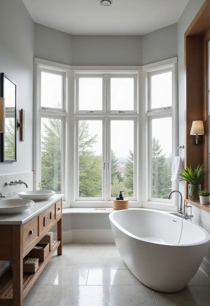 25+ Bathroom with Window Ideas for Natural Light Lovers - 24. Combination of Window Types