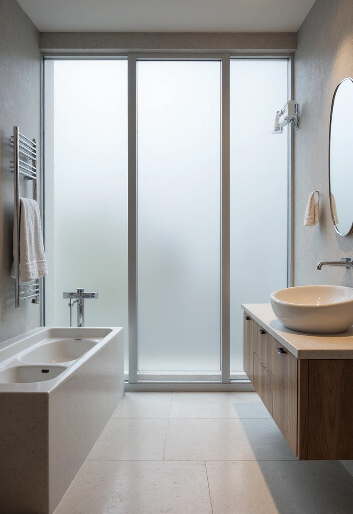 25+ Bathroom with Window Ideas for Natural Light Lovers - 7. Frosted Glass for Privacy