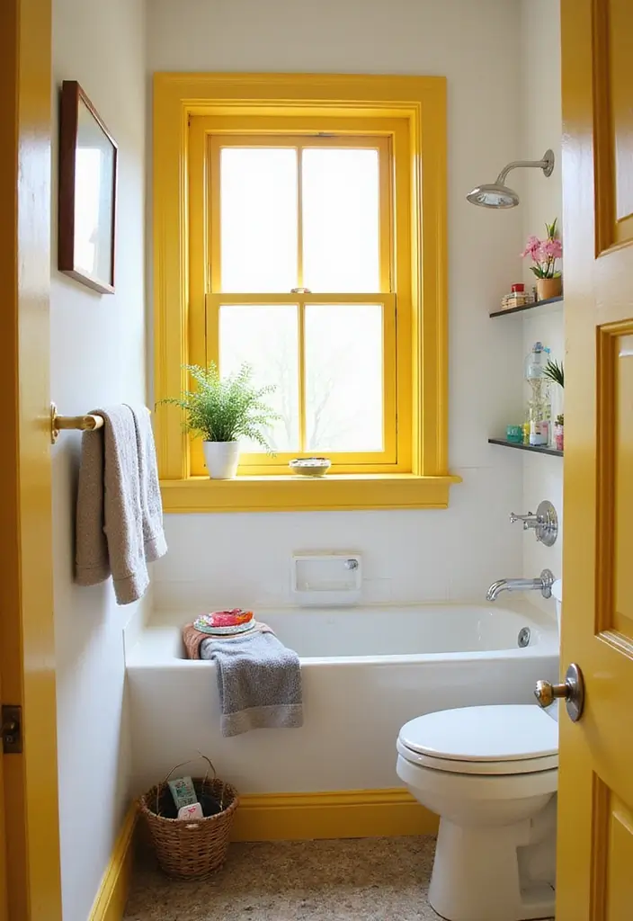 25+ Bathroom with Window Ideas for Natural Light Lovers - 8. Colorful Window Frames