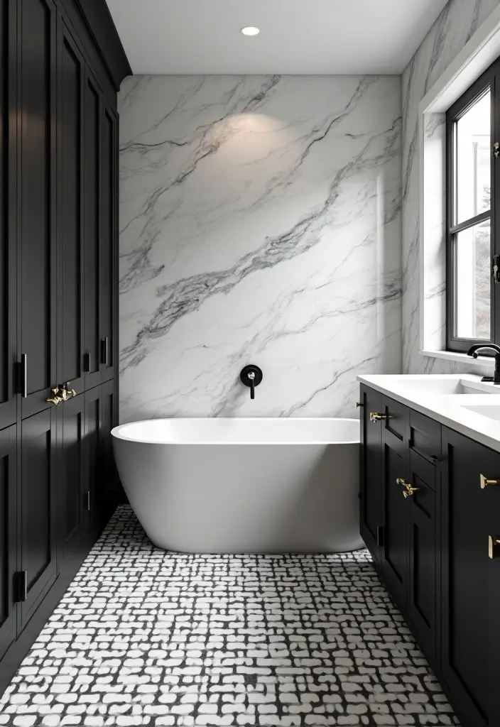 25+ Black Bathroom Ideas for a Bold Statement 1 25+ Black Bathroom Ideas for a Bold Statement - 1. Monochrome Marvel