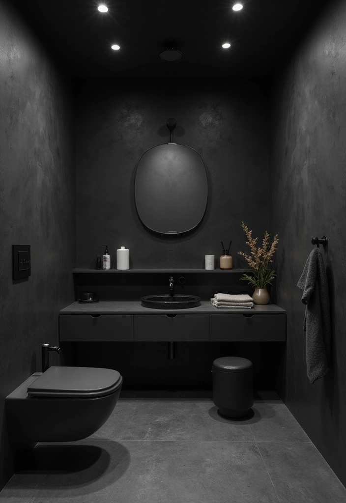 25+ Black Bathroom Ideas for a Bold Statement 18 25+ Black Bathroom Ideas for a Bold Statement - 18. Minimalist Design