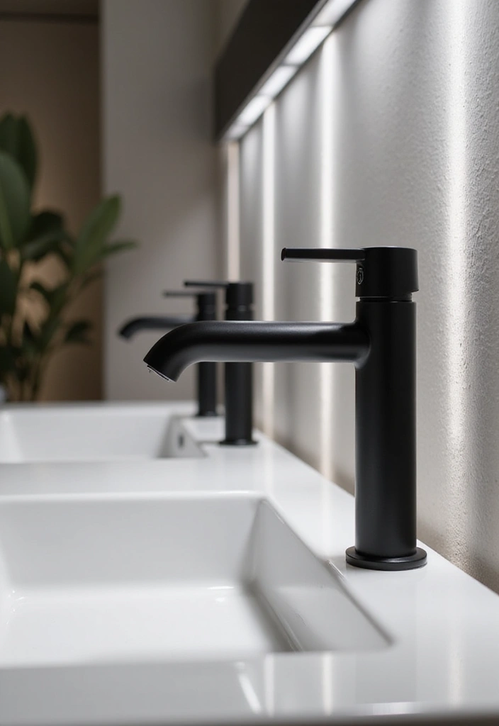 25+ Black Bathroom Ideas for a Bold Statement 20 25+ Black Bathroom Ideas for a Bold Statement - 20. Elegant Faucets