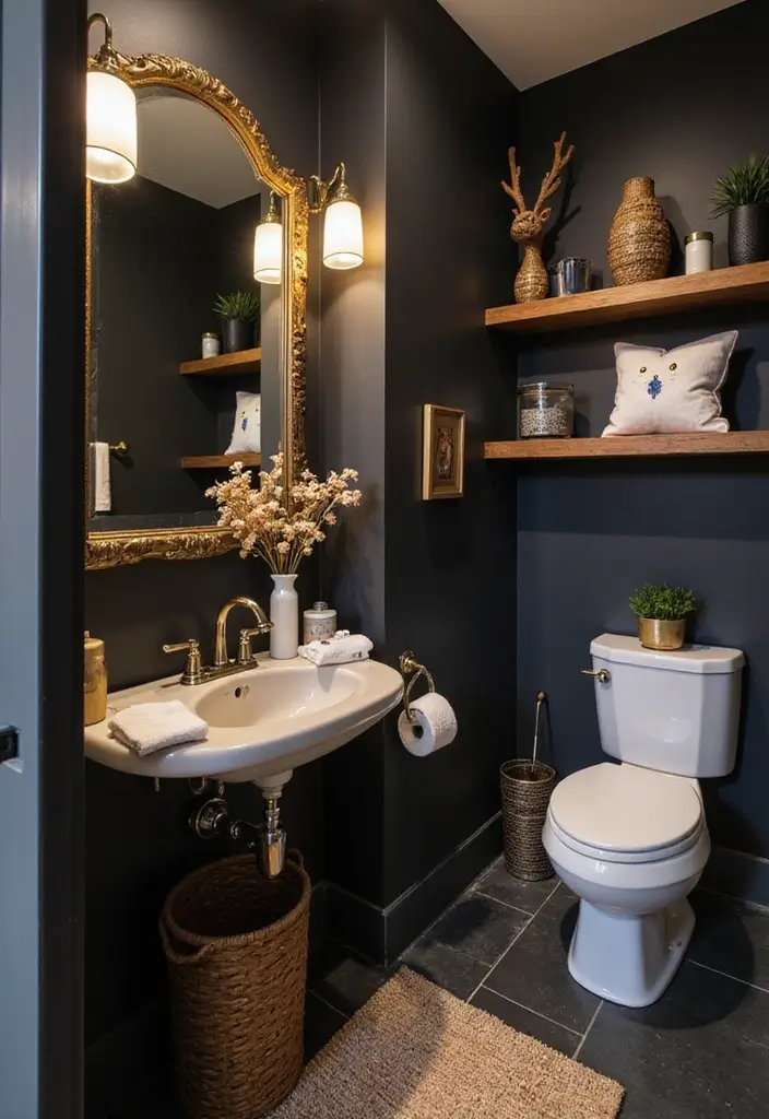 25+ Black Bathroom Ideas for a Bold Statement 25 25+ Black Bathroom Ideas for a Bold Statement - 25. Personal Touches