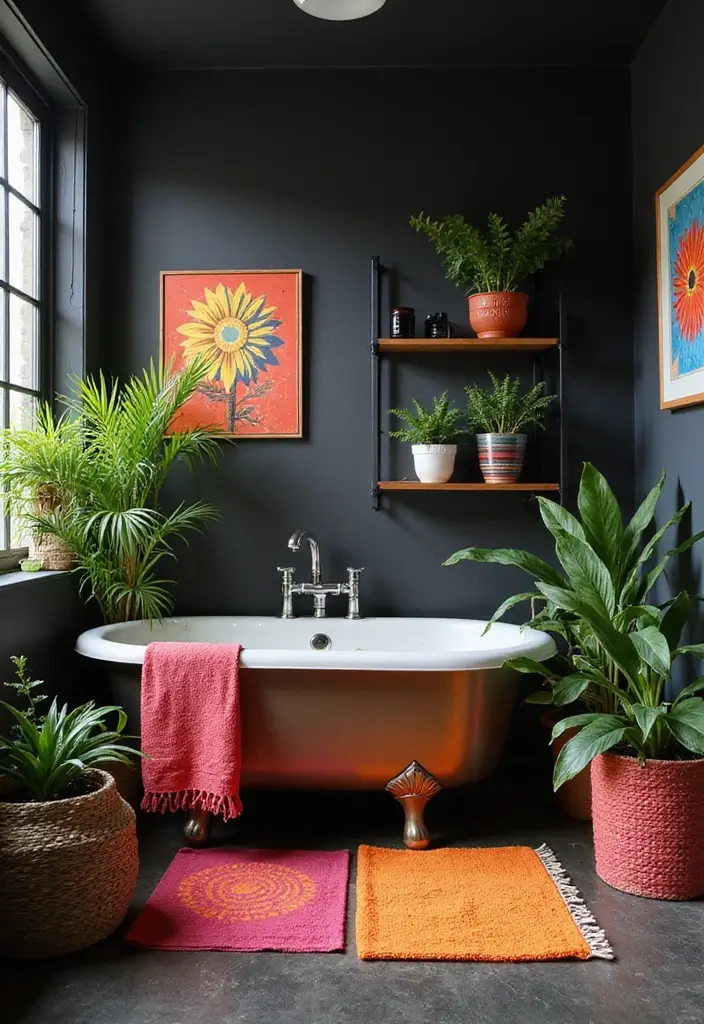 25+ Black Bathroom Ideas for a Bold Statement 9 25+ Black Bathroom Ideas for a Bold Statement - 9. Vibrant Accents