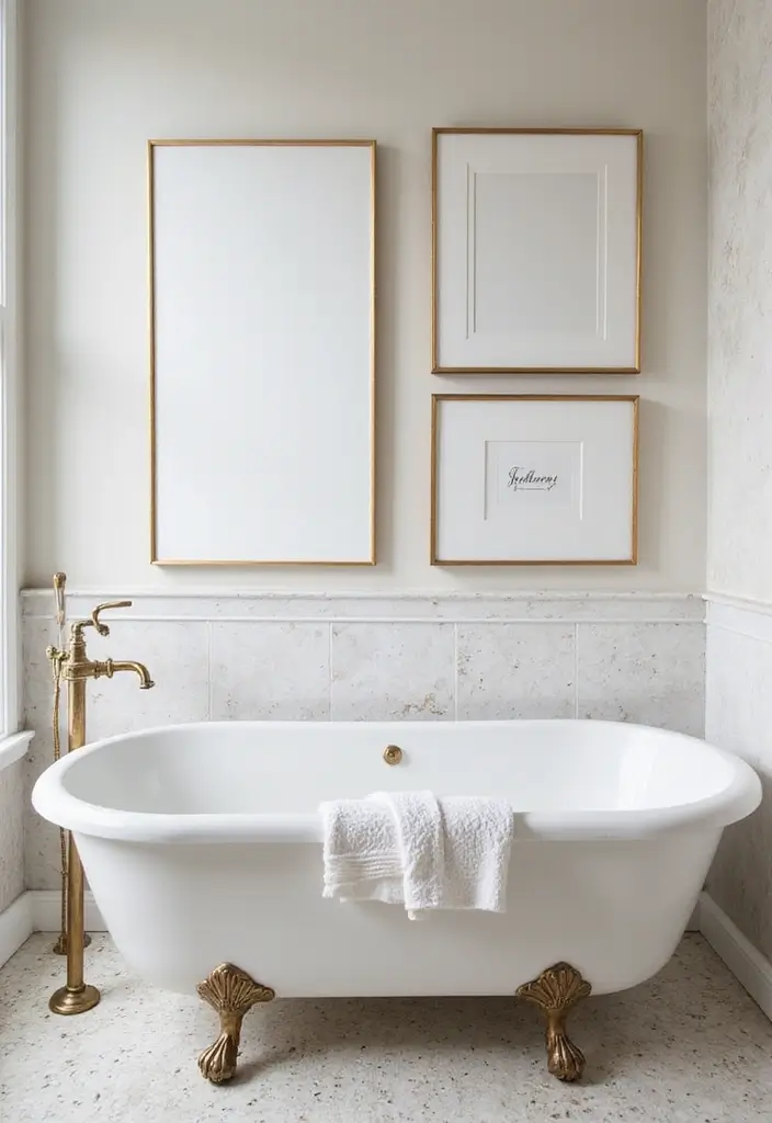 25+ Black and Gold Bathroom Ideas for a Glamorous Touch 13 25+ Black and Gold Bathroom Ideas for a Glamorous Touch - 13. Opulent Wall Art