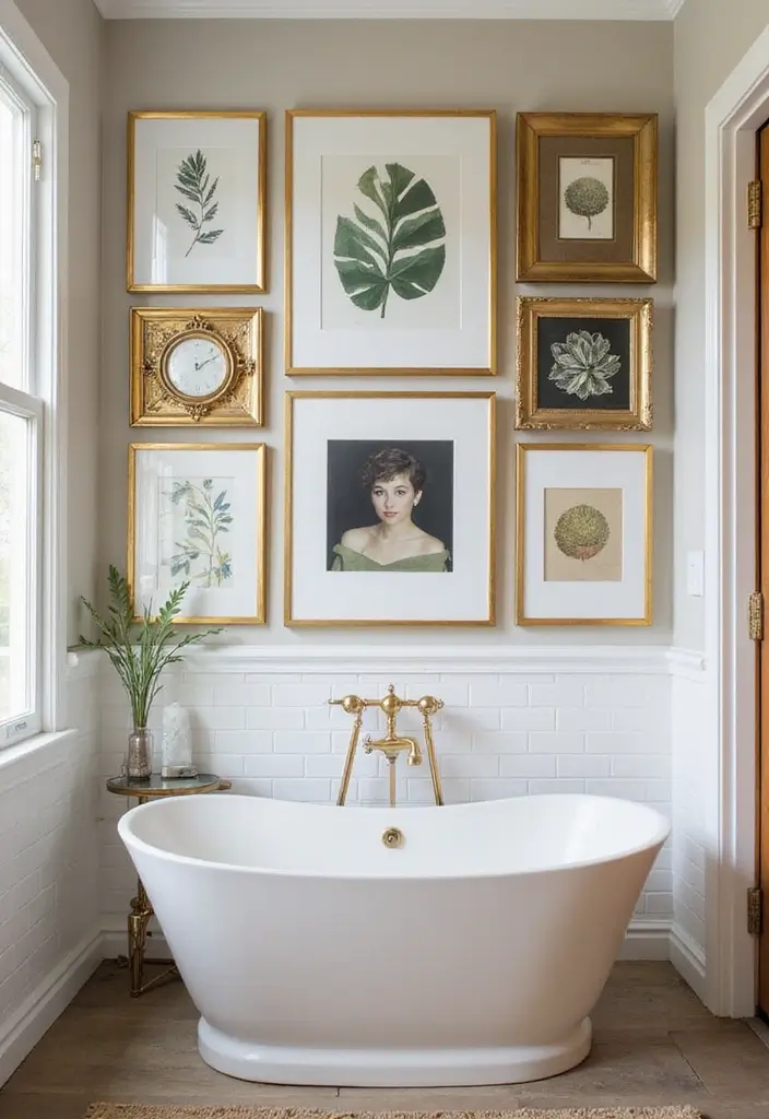 25+ Black and Gold Bathroom Ideas for a Glamorous Touch 16 25+ Black and Gold Bathroom Ideas for a Glamorous Touch - 16. Gold Framed Artwork