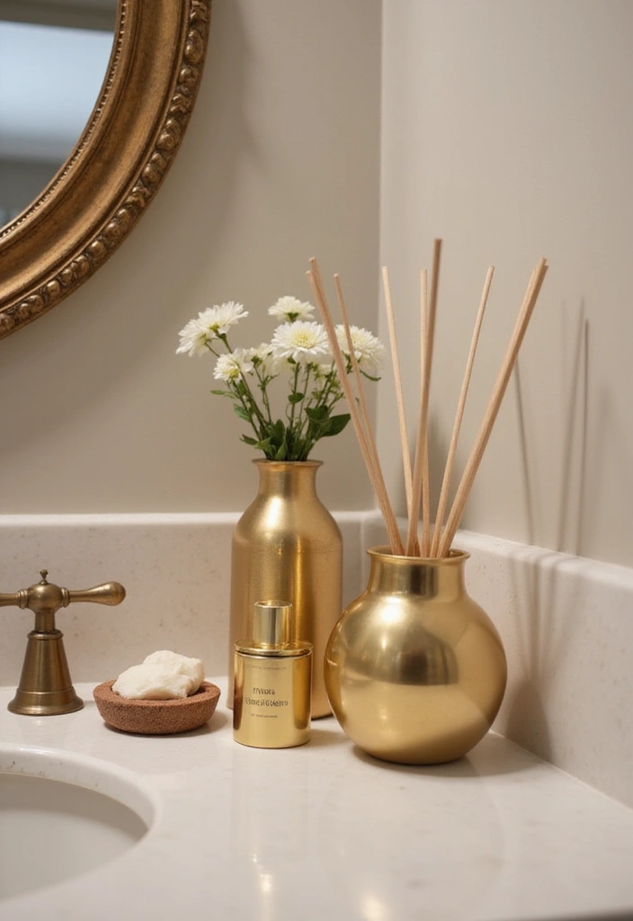 25+ Black and Gold Bathroom Ideas for a Glamorous Touch 24 25+ Black and Gold Bathroom Ideas for a Glamorous Touch - 24. Decorative Bathroom Scents