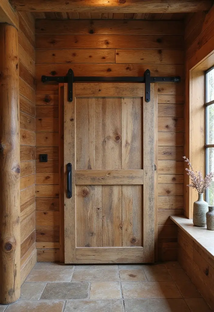 25+ Cabin Bathroom Ideas for a Cozy Rustic Vibe 12 25+ Cabin Bathroom Ideas for a Cozy Rustic Vibe - 12. Barn Door Access