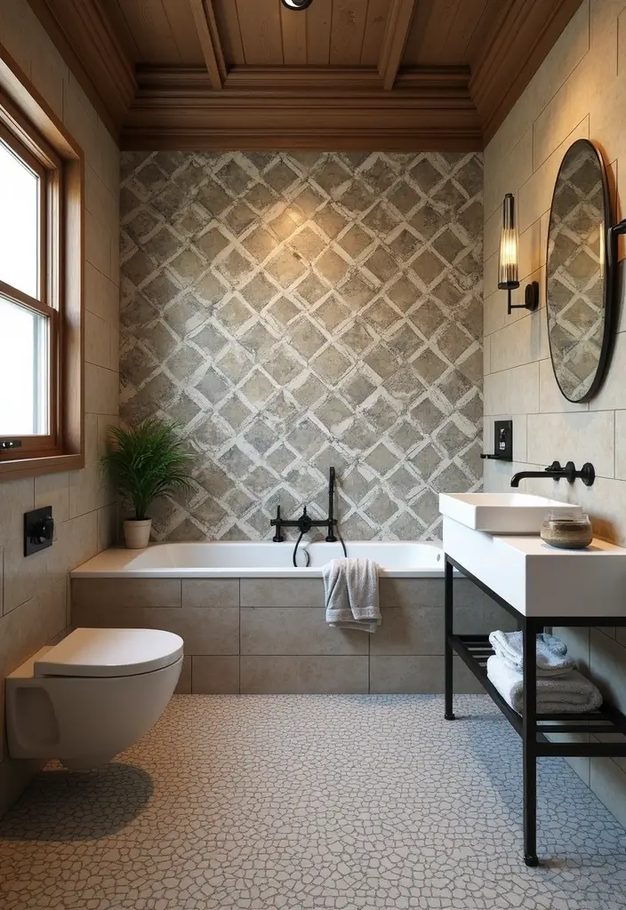 25+ Cabin Bathroom Ideas for a Cozy Rustic Vibe 17 25+ Cabin Bathroom Ideas for a Cozy Rustic Vibe - 17. Unique Tile Designs