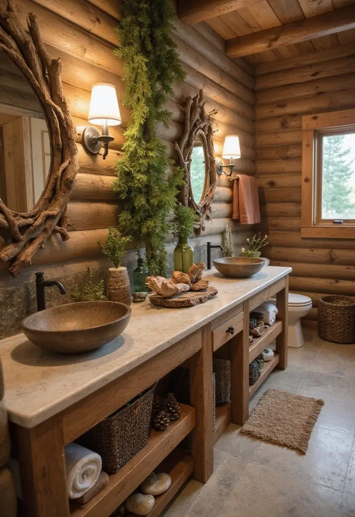 25+ Cabin Bathroom Ideas for a Cozy Rustic Vibe 19 25+ Cabin Bathroom Ideas for a Cozy Rustic Vibe - 19. Outdoor-Inspired Decor