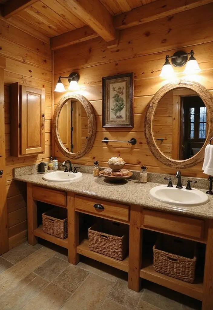 25+ Cabin Bathroom Ideas for a Cozy Rustic Vibe 4 25+ Cabin Bathroom Ideas for a Cozy Rustic Vibe - 4. Woodsy Bathroom Accents