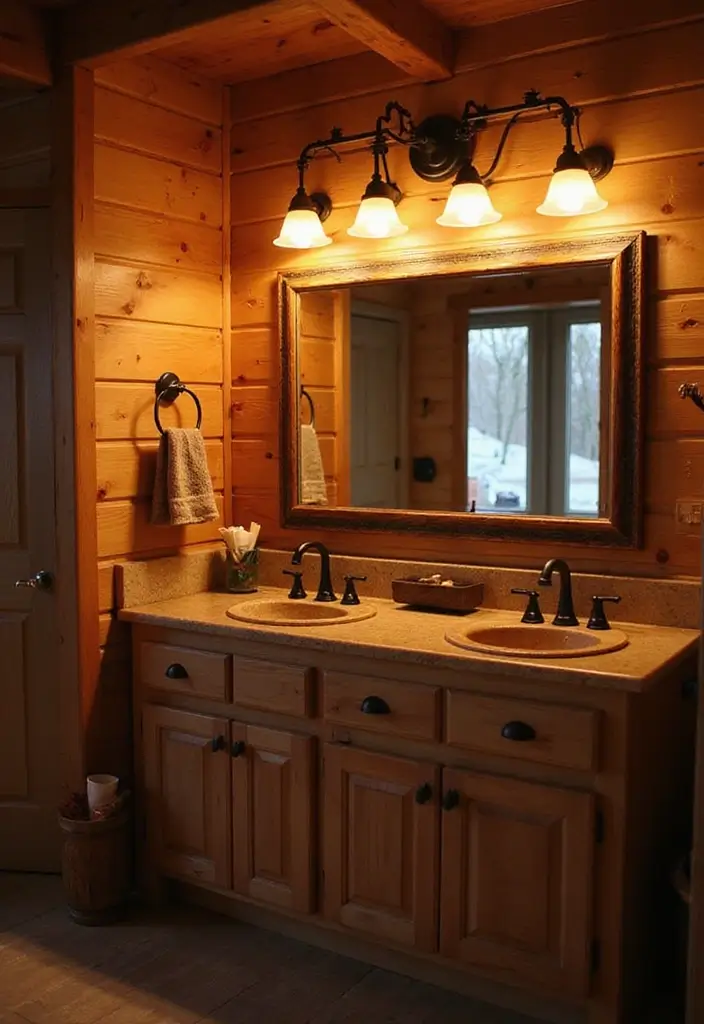 25+ Cabin Bathroom Ideas for a Cozy Rustic Vibe 5 25+ Cabin Bathroom Ideas for a Cozy Rustic Vibe - 5. Cozy Lighting Options