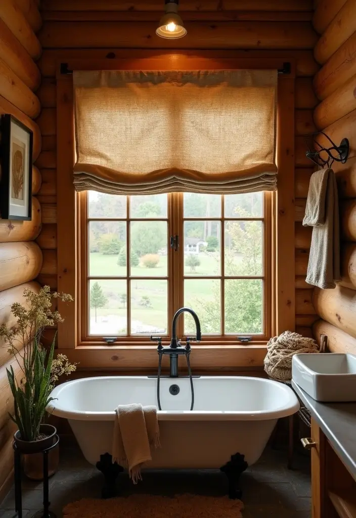 25+ Cabin Bathroom Ideas for a Cozy Rustic Vibe 9 25+ Cabin Bathroom Ideas for a Cozy Rustic Vibe - 9. Rustic Window Treatments