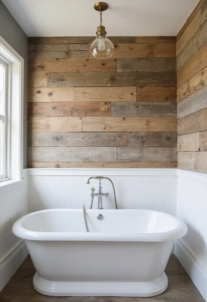 25+ Country Bathroom Ideas for a Rustic Feel 1 25+ Country Bathroom Ideas for a Rustic Feel - 1. Reclaimed Wood Walls
