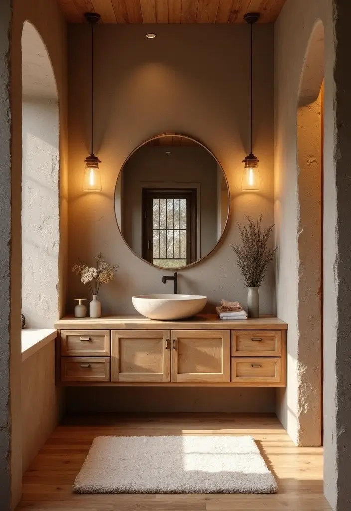 25+ Country Bathroom Ideas for a Rustic Feel 16 25+ Country Bathroom Ideas for a Rustic Feel - 16. Natural Wood Elements