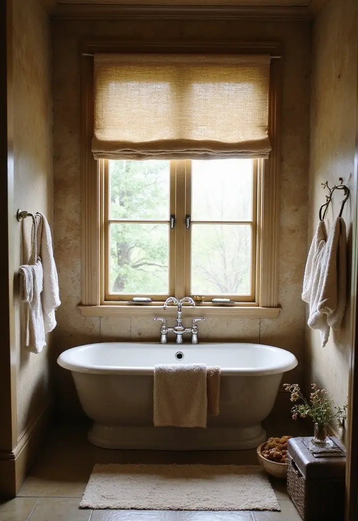25+ Country Bathroom Ideas for a Rustic Feel 22 25+ Country Bathroom Ideas for a Rustic Feel - 22. Window Treatments