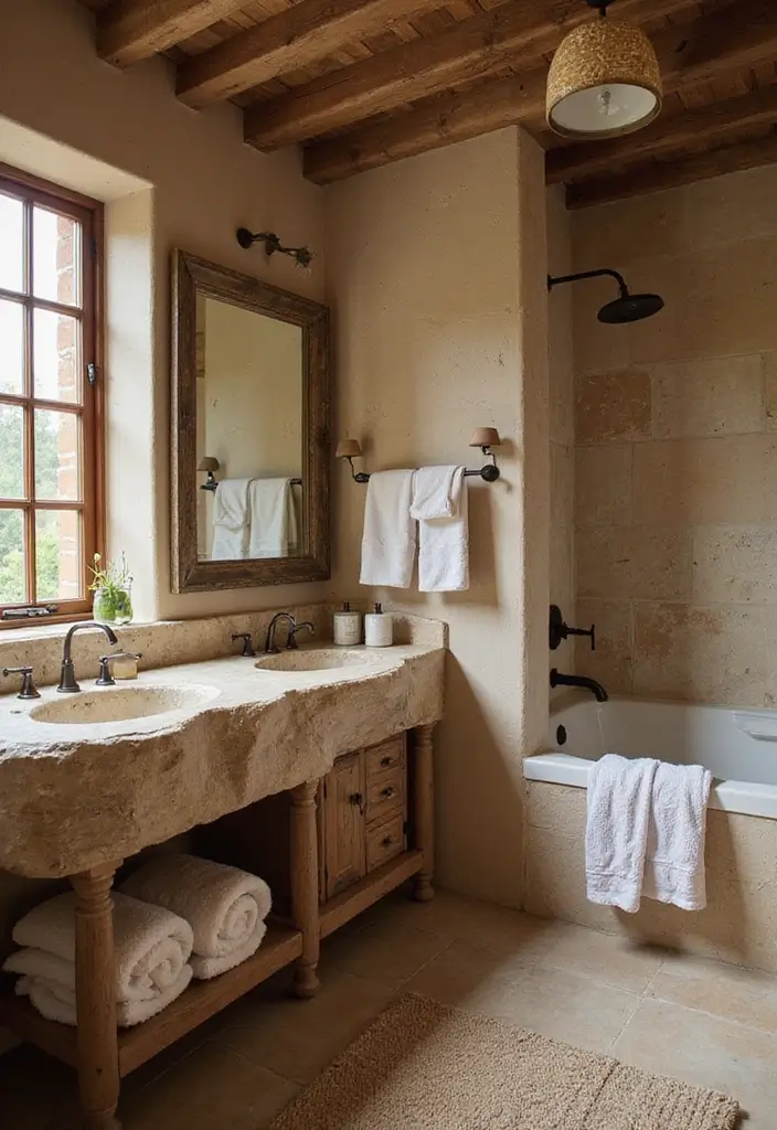 25+ Country Bathroom Ideas for a Rustic Feel 6 25+ Country Bathroom Ideas for a Rustic Feel - 6. Natural Stone Accents