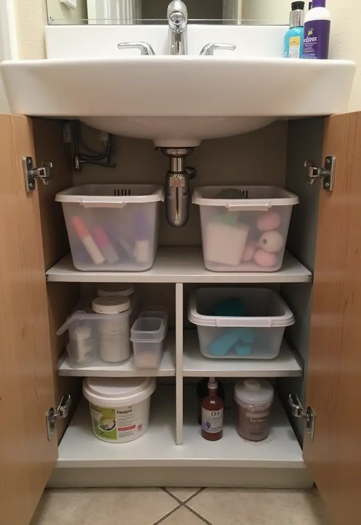25+ Dorm Bathroom Ideas Every Student Will Love - 10. Clever Under-Sink Storage