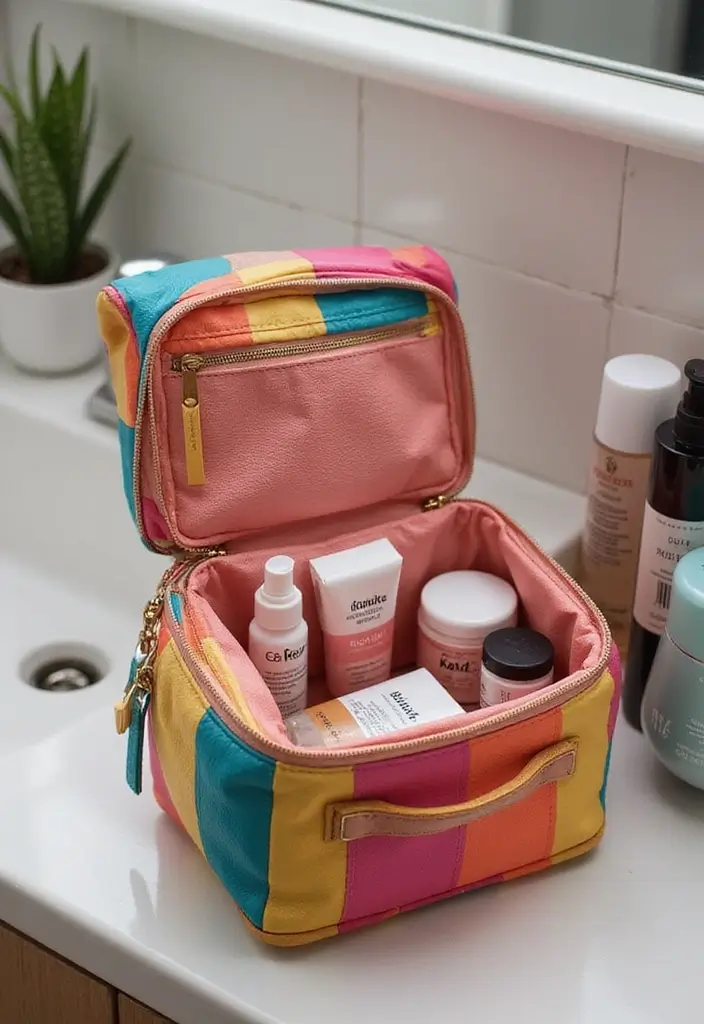25+ Dorm Bathroom Ideas Every Student Will Love - 11. Stylish Toiletry Bags