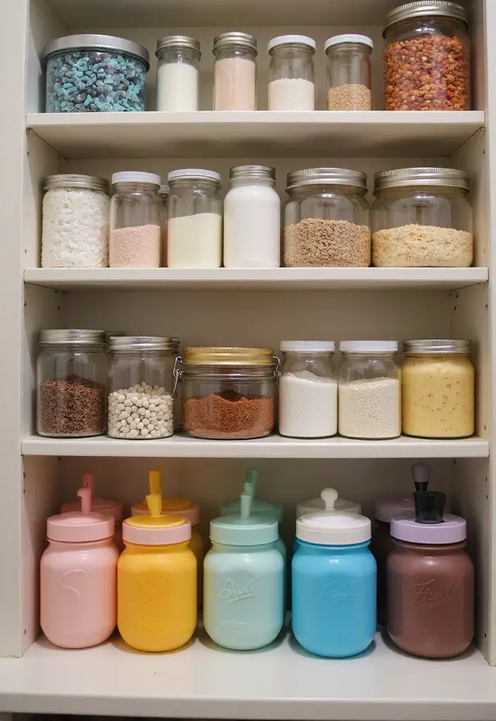 25+ Dorm Bathroom Ideas Every Student Will Love - 15. Colorful Storage Jars