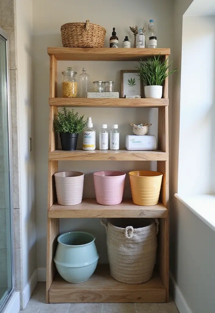 25+ Dorm Bathroom Ideas Every Student Will Love - 2. Multi-Tier Shelving