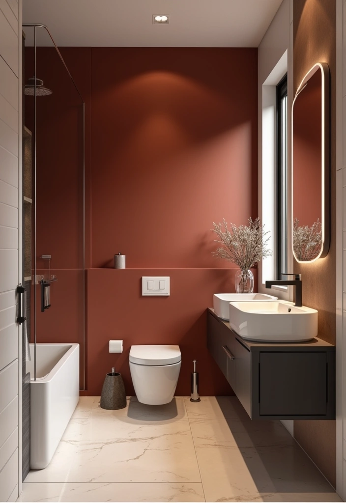 25+ Ensuite Bathroom Ideas for a Luxurious Retreat 16 25+ Ensuite Bathroom Ideas for a Luxurious Retreat - 16. Bold Accent Walls