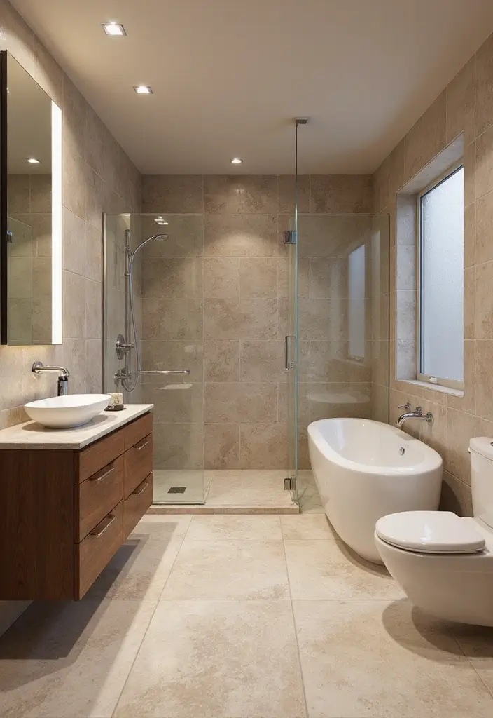 25+ Ensuite Bathroom Ideas for a Luxurious Retreat 20 25+ Ensuite Bathroom Ideas for a Luxurious Retreat - 20. Floor-to-Ceiling Tiles